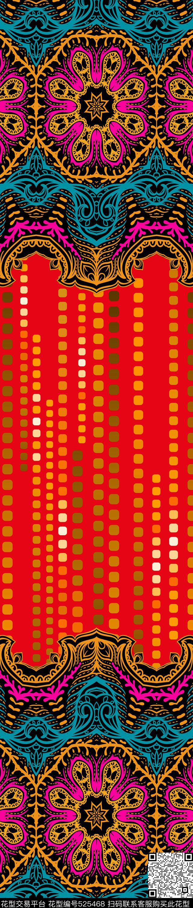 中东定位几何纹样双边定位印花传统印花华亿平台下载（图片编号: 525468） - 瓦栏（Walan）