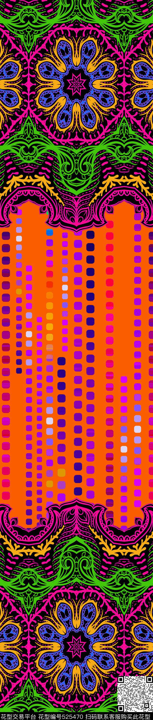 中东定位几何纹样双边定位印花传统印花华亿平台下载（图片编号: 525470） - 瓦栏（Walan）