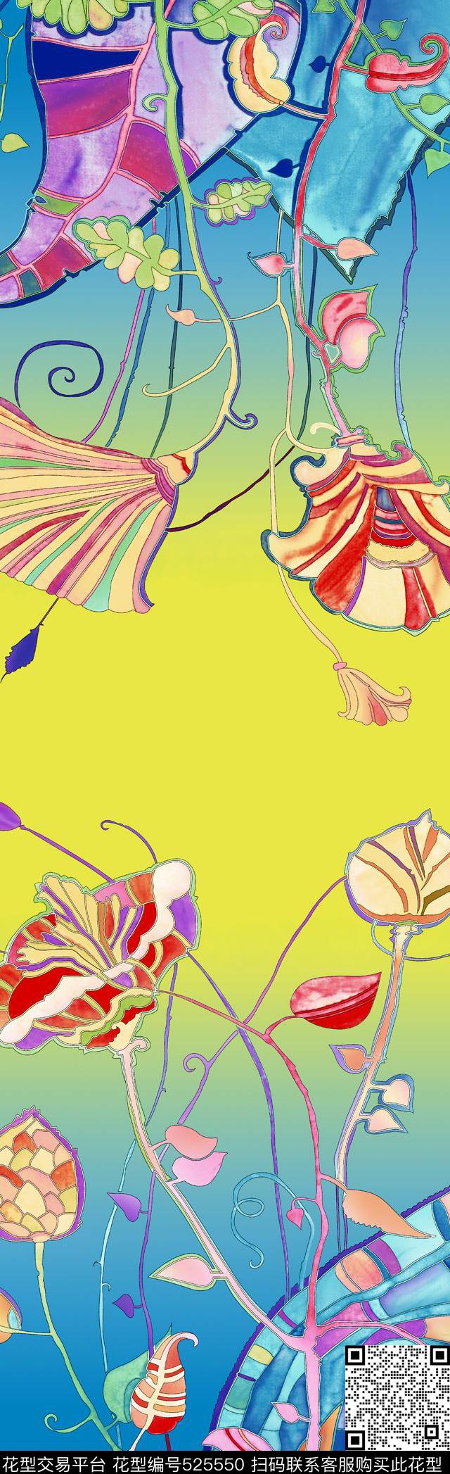 抽象动物多彩数码印花华亿平台下载（图片编号: 525550） - 瓦栏（Walan）