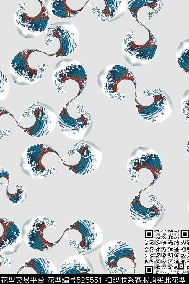 流行时尚海浪几何传统印花华亿平台下载（图片编号: 525551） - 瓦栏（Walan）