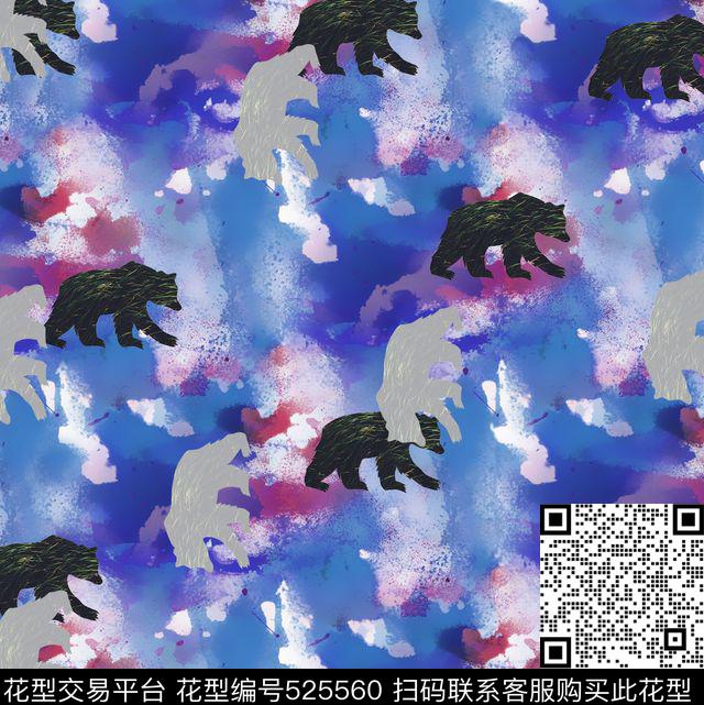 迷彩北极熊影子数码印花华亿平台下载（图片编号: 525560） - 瓦栏（Walan）
