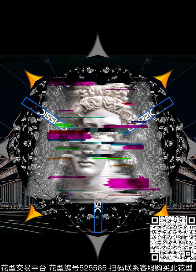 石膏头像女人数码印花华亿平台下载（图片编号: 525565） - 瓦栏（Walan）
