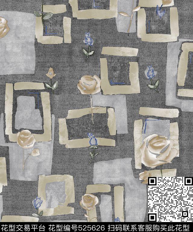 衬衫复古花卉数码印花华亿平台下载（图片编号: 525626） - 瓦栏（Walan）