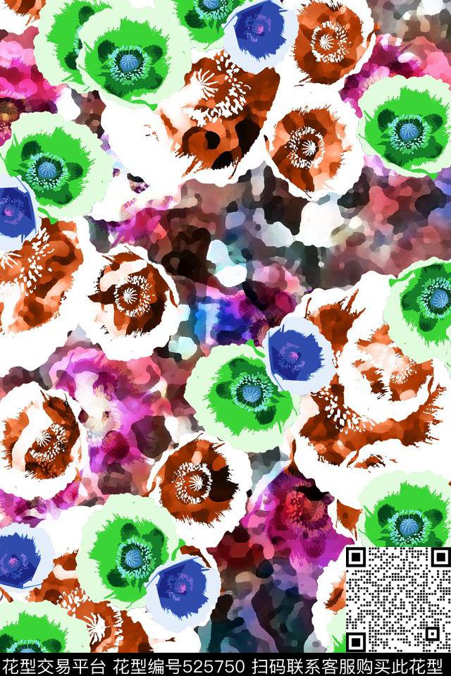 女装时尚抽象花几何炫彩数码印花华亿平台下载（图片编号: 525750） - 瓦栏（Walan）