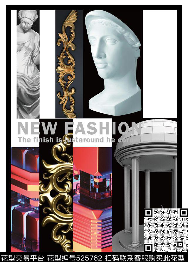 欧式潮流石膏像时尚潮流数码印花华亿平台下载（图片编号: 525762） - 瓦栏（Walan）
