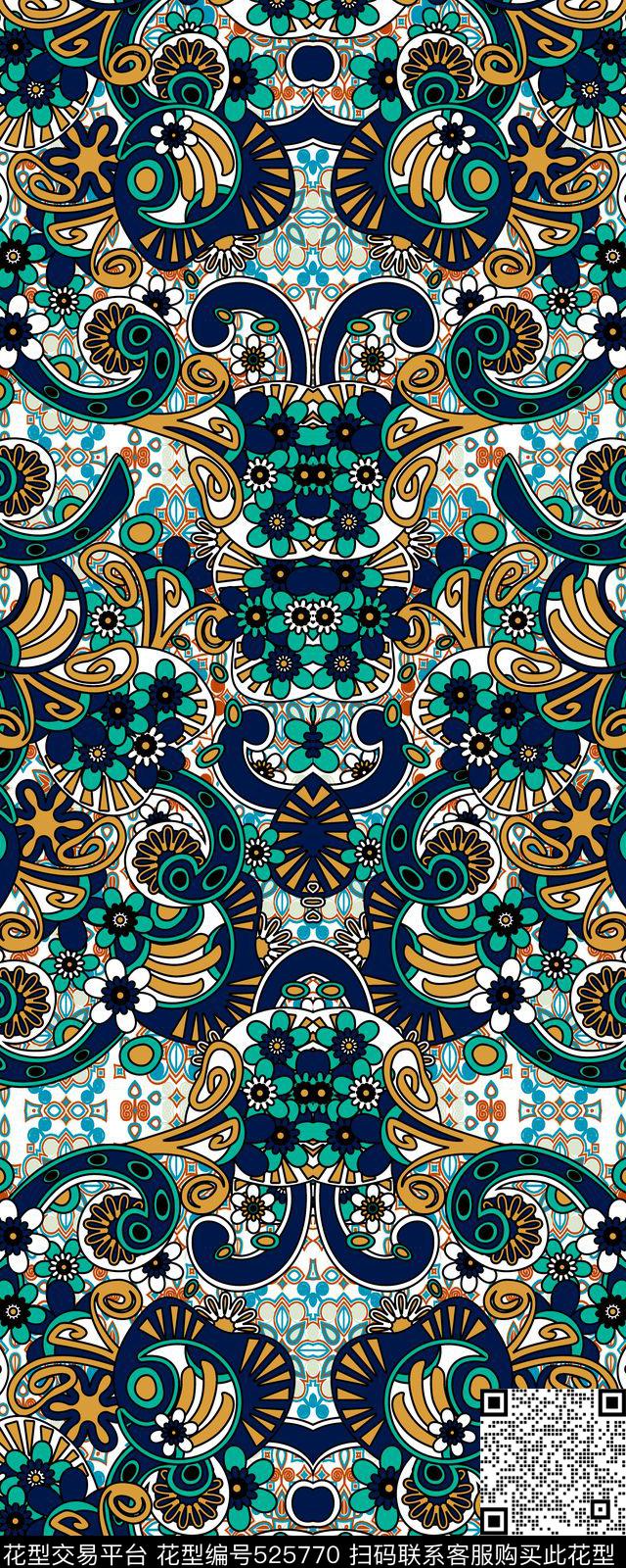 高级灰花纹面料窗帘布面料家纺传统印花华亿平台下载（图片编号: 525770） - 瓦栏（Walan）