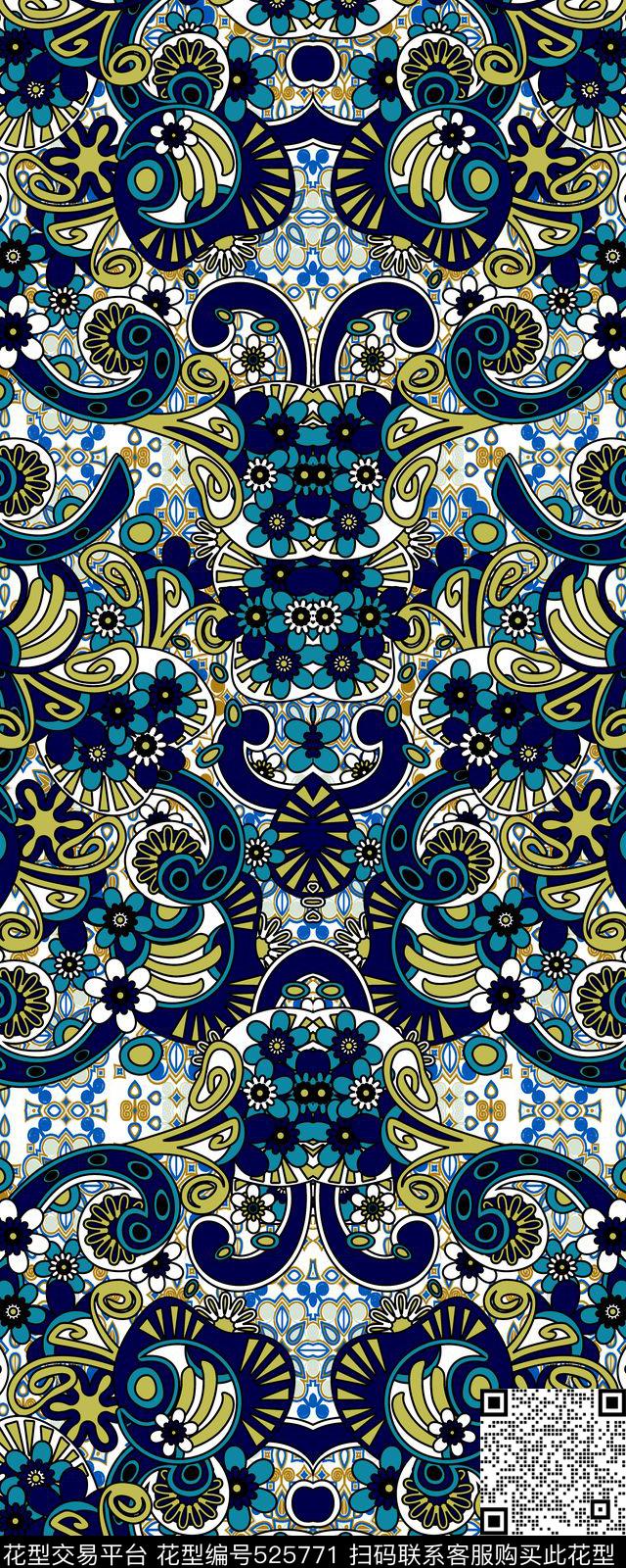 高级灰花纹面料窗帘布面料家纺传统印花华亿平台下载（图片编号: 525771） - 瓦栏（Walan）