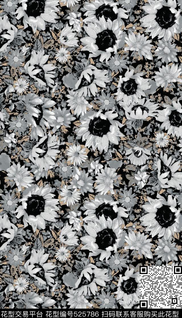 服装复古花卉数码印花华亿平台下载（图片编号: 525786） - 瓦栏（Walan）