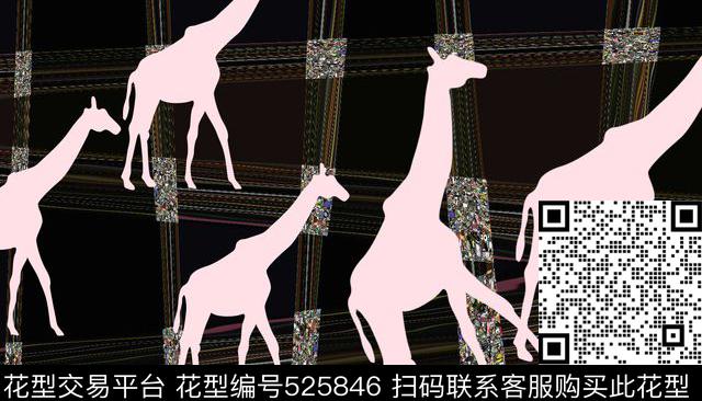 长颈鹿抽象动物数码印花华亿平台下载（图片编号: 525846） - 瓦栏（Walan）