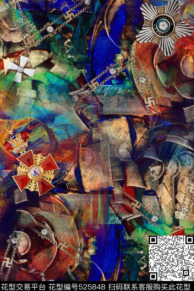 抽象几何图数码印花数码印花华亿平台下载（图片编号: 525848） - 瓦栏（Walan）