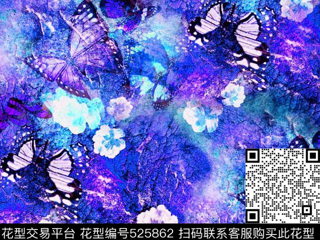 蝴蝶花数码印花数码印花华亿平台下载（图片编号: 525862） - 瓦栏（Walan）