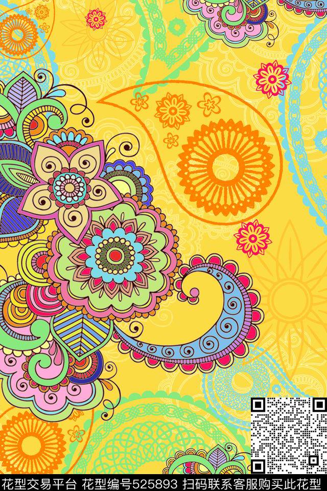 时尚数码丝巾传统印花华亿平台下载（图片编号: 525893） - 瓦栏（Walan）