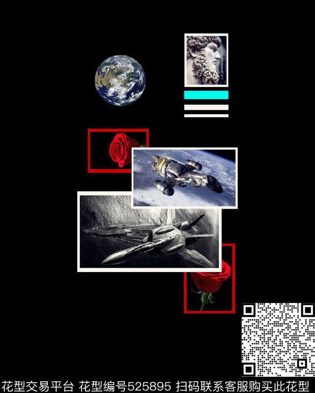 几何构图流行时尚玫瑰花数码印花华亿平台下载（图片编号: 525895） - 瓦栏（Walan）