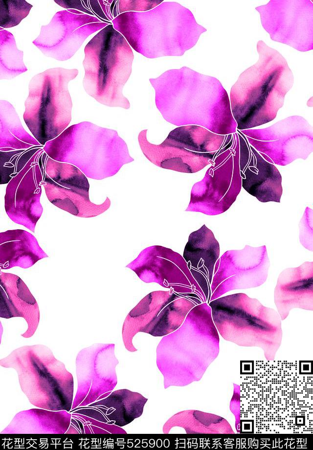 花朵花卉大花数码印花华亿平台下载（图片编号: 525900） - 瓦栏（Walan）