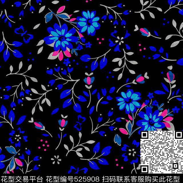 笔触小碎花艺术数码印花华亿平台下载（图片编号: 525908） - 瓦栏（Walan）