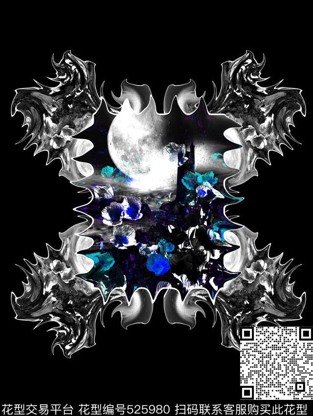 复古抽象罂粟数码印花华亿平台下载（图片编号: 525980） - 瓦栏（Walan）