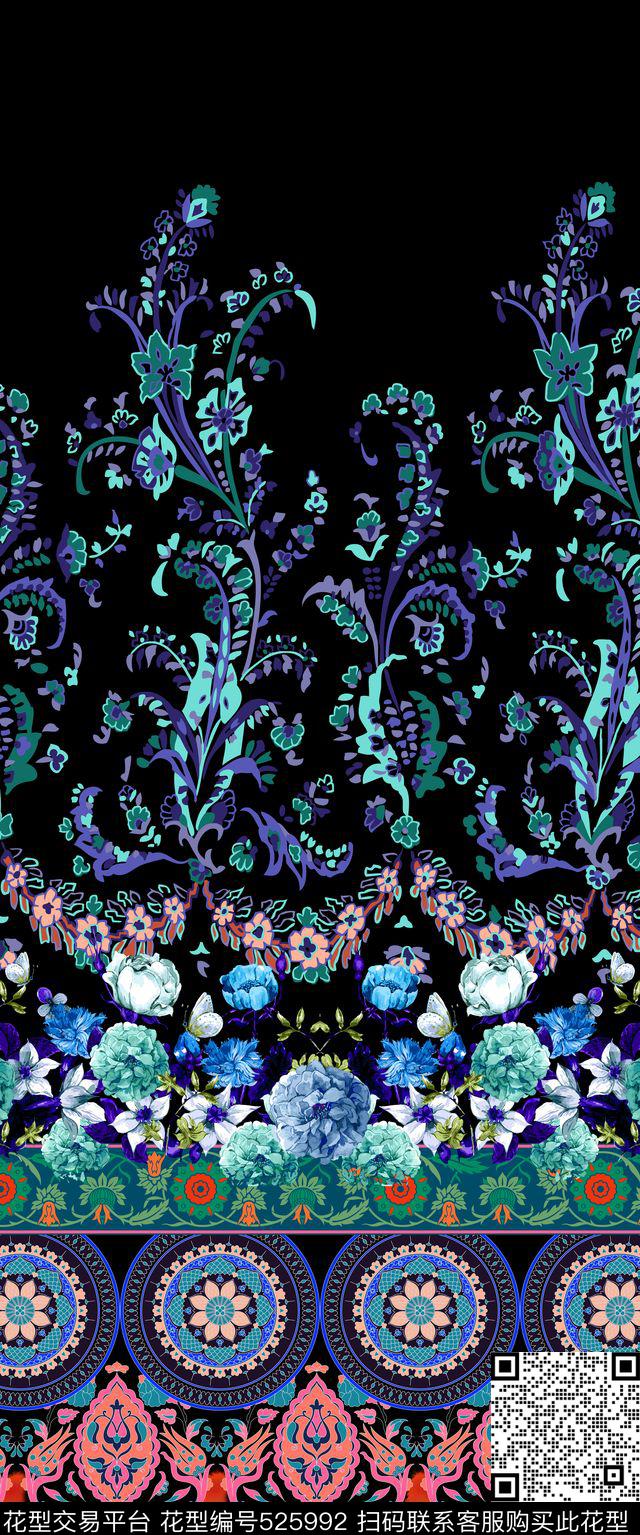 定位花卉民族风传统印花华亿平台下载（图片编号: 525992） - 瓦栏（Walan）