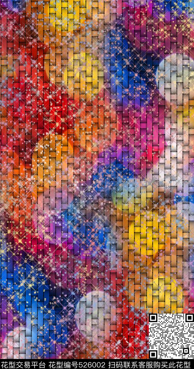 抽象竹席经纬编数码印花华亿平台下载（图片编号: 526002） - 瓦栏（Walan）