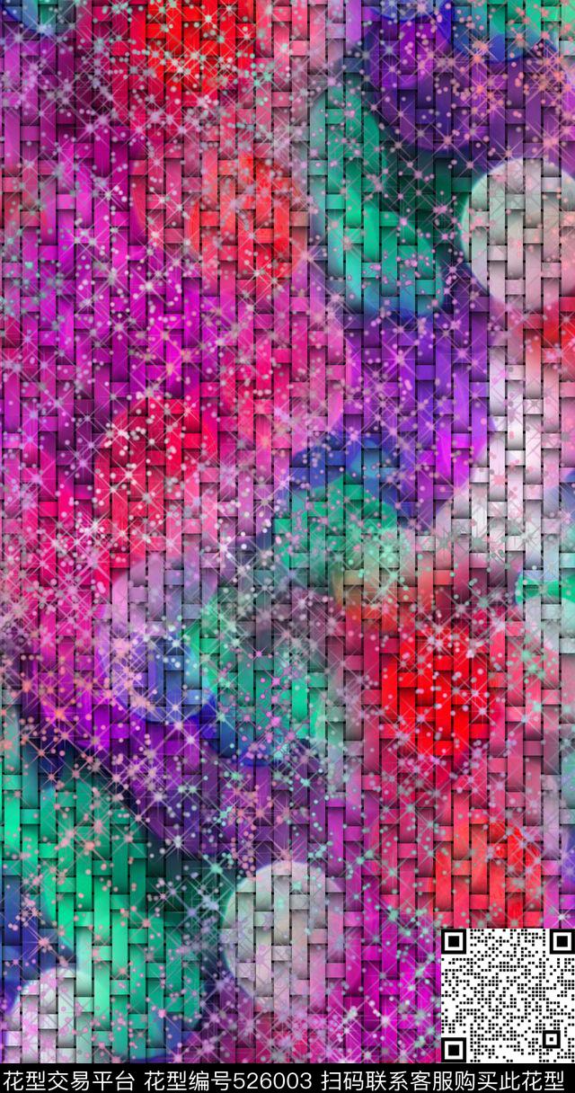抽象竹席经纬编数码印花华亿平台下载（图片编号: 526003） - 瓦栏（Walan）