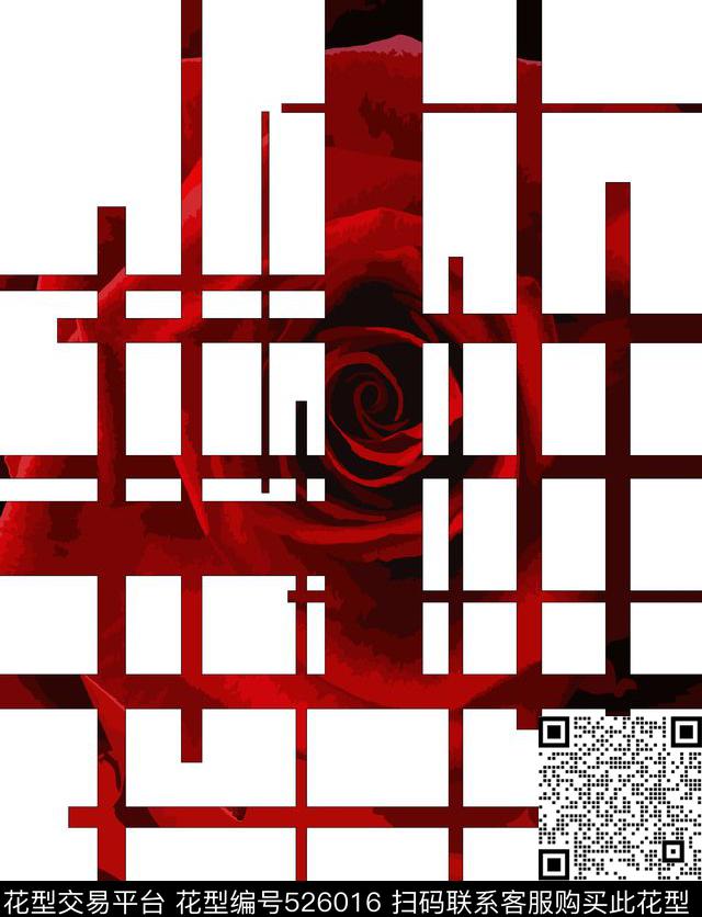 时尚时尚玫瑰现代线条传统印花华亿平台下载（图片编号: 526016） - 瓦栏（Walan）