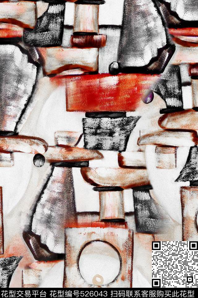 毕加索油画服装面料华亿平台休闲时尚欧美时尚简洁大方手绘抽象几何水彩复古数码印花华亿平台下载（图片编号: 526043） - 瓦栏（Walan）