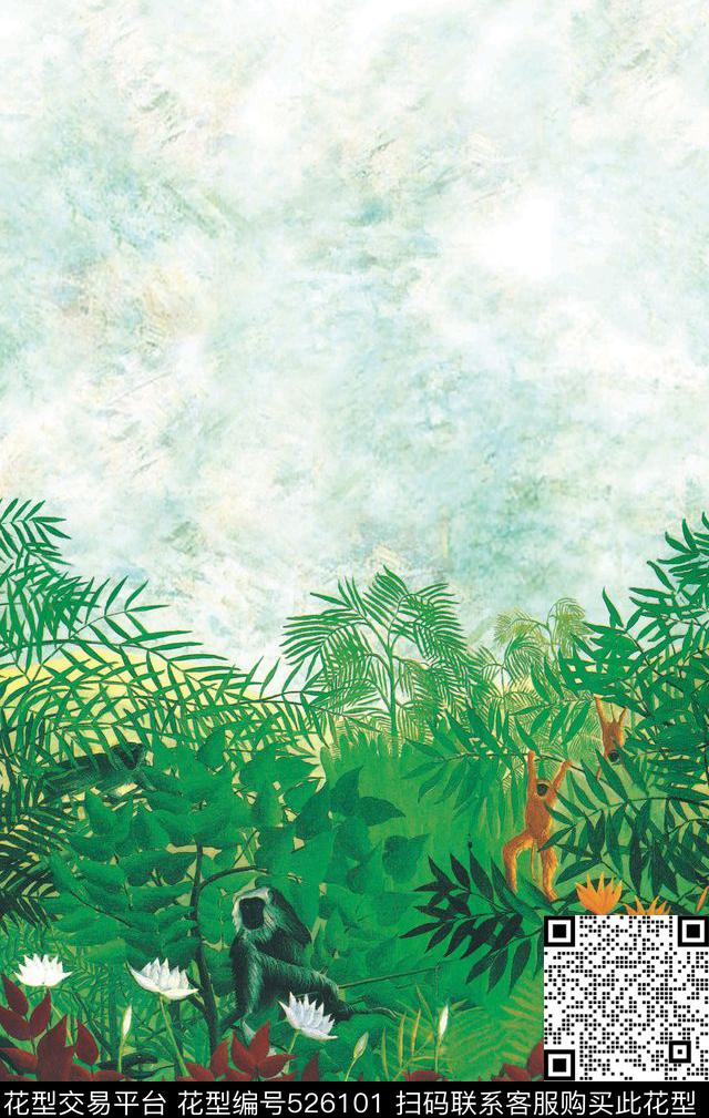 原创时尚植物数码印花华亿平台下载（图片编号: 526101） - 瓦栏（Walan）