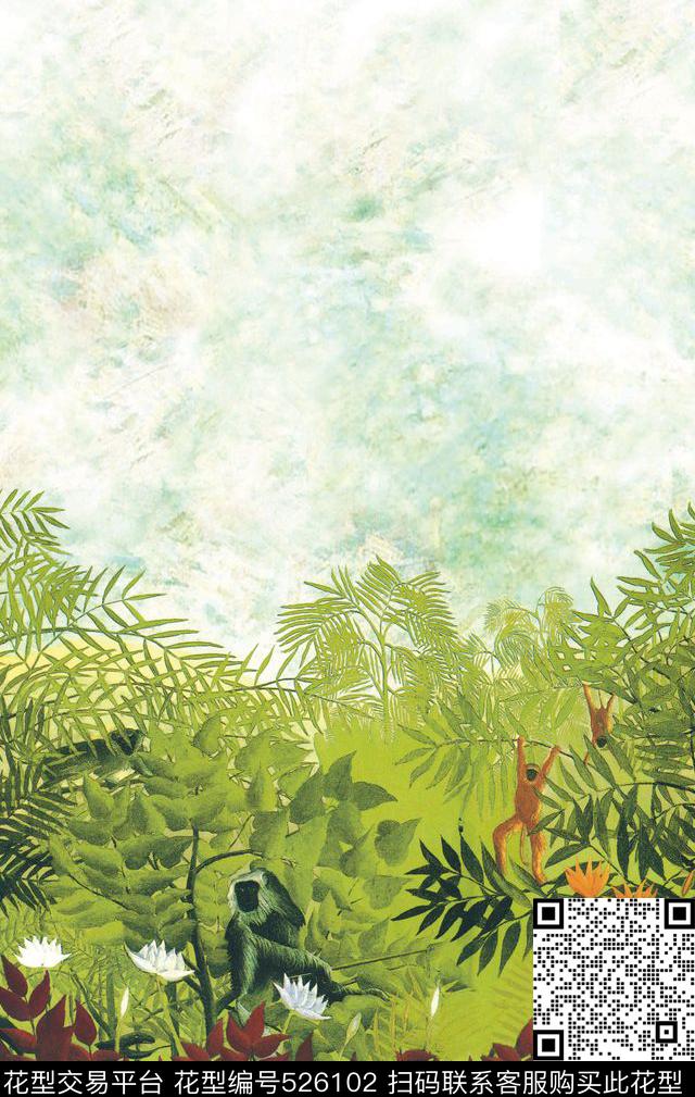 原创时尚植物数码印花华亿平台下载（图片编号: 526102） - 瓦栏（Walan）