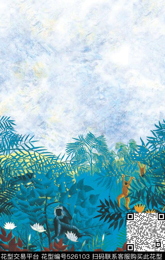原创时尚植物数码印花华亿平台下载（图片编号: 526103） - 瓦栏（Walan）