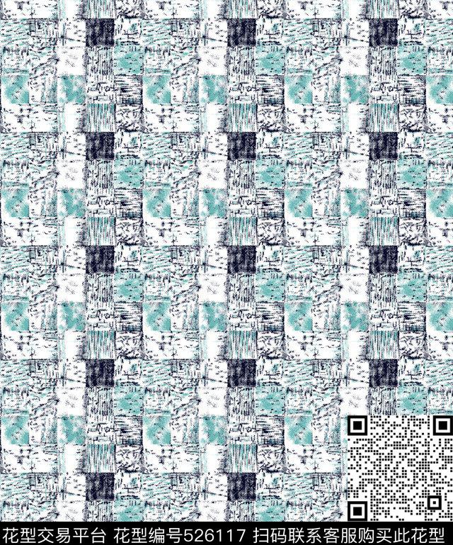 格子几何泥点传统印花华亿平台下载（图片编号: 526117） - 瓦栏（Walan）