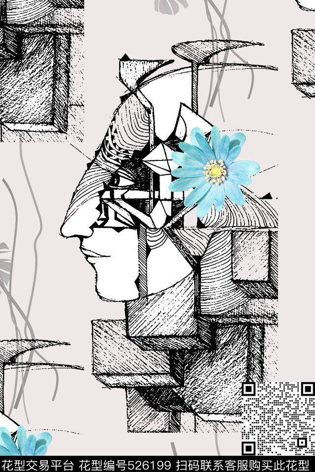 原创几何方块艺术堆叠数码印花华亿平台下载（图片编号: 526199） - 瓦栏（Walan）