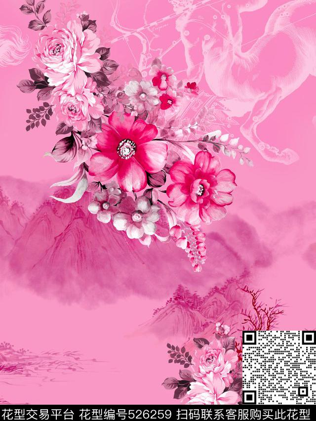 定位数码山水花卉数码印花华亿平台下载（图片编号: 526259） - 瓦栏（Walan）