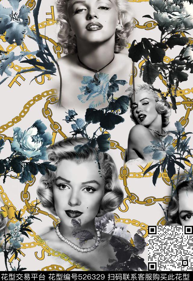 梦露链子花卉数码印花华亿平台下载（图片编号: 526329） - 瓦栏（Walan）