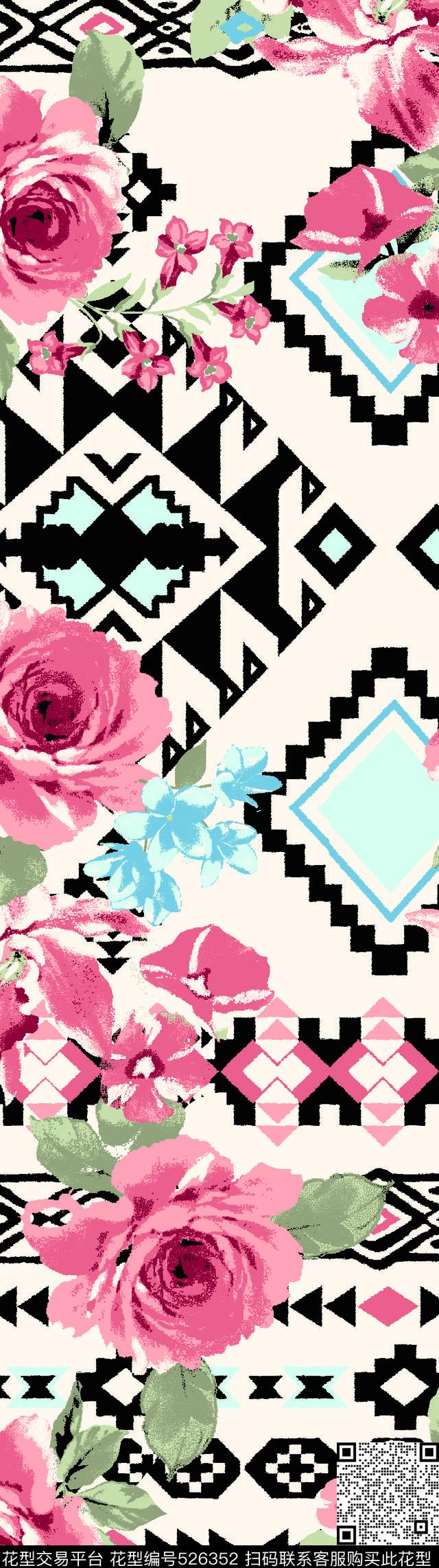 几何底纹花卉花朵传统印花华亿平台下载（图片编号: 526352） - 瓦栏（Walan）