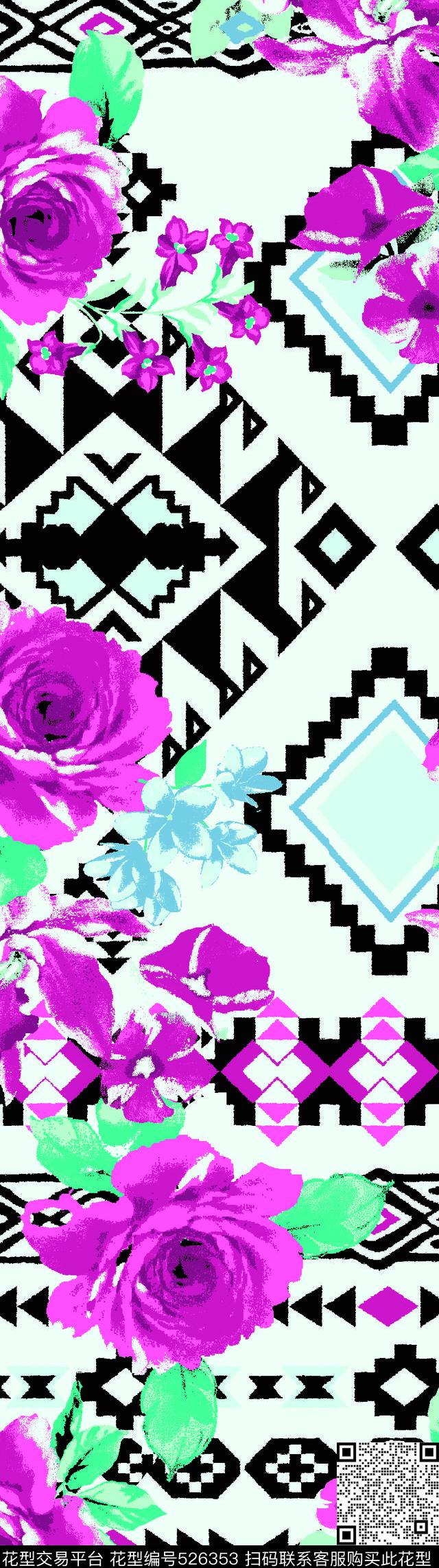 几何底纹花卉花朵传统印花华亿平台下载（图片编号: 526353） - 瓦栏（Walan）