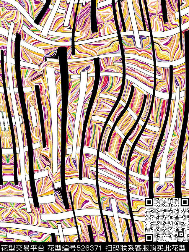 几何抽象家纺传统印花华亿平台下载（图片编号: 526371） - 瓦栏（Walan）