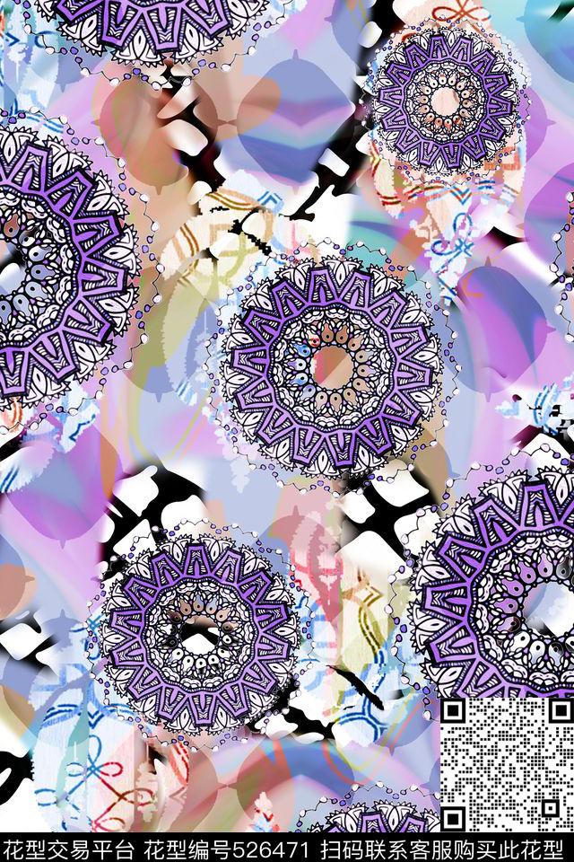 几何线条层次数码印花华亿平台下载（图片编号: 526471） - 瓦栏（Walan）