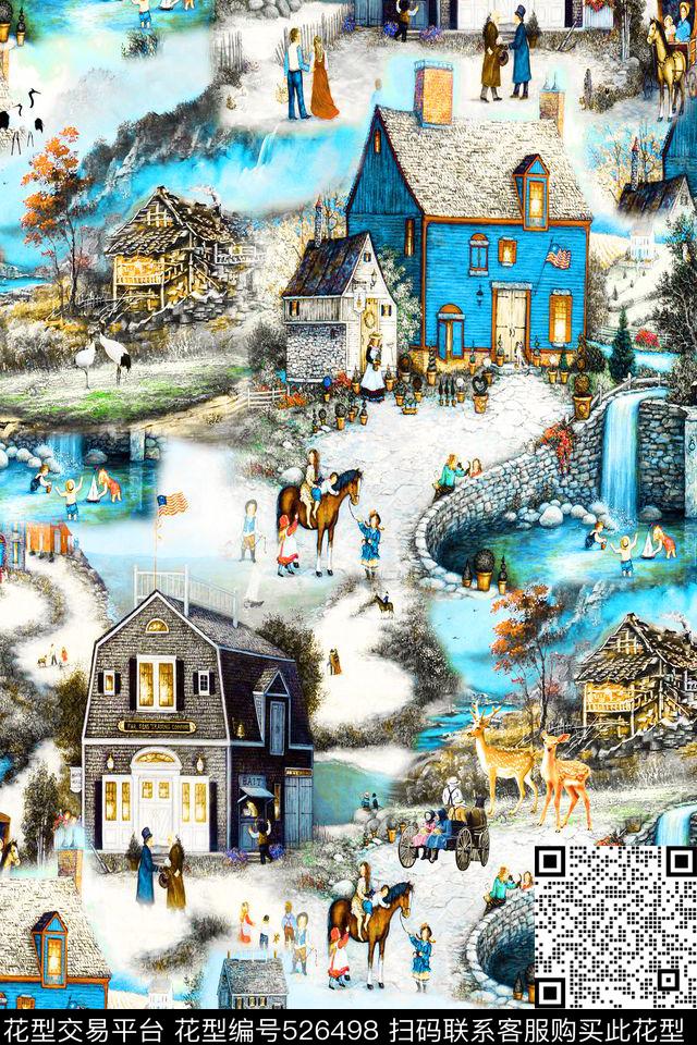 女装围巾袜子抽象连衣裙衬衫男装欧洲风情风景画城堡古典文艺复兴手绘复古时尚欧美人物建筑风景油画数码印花华亿平台下载（图片编号: 526498） - 瓦栏（Walan）