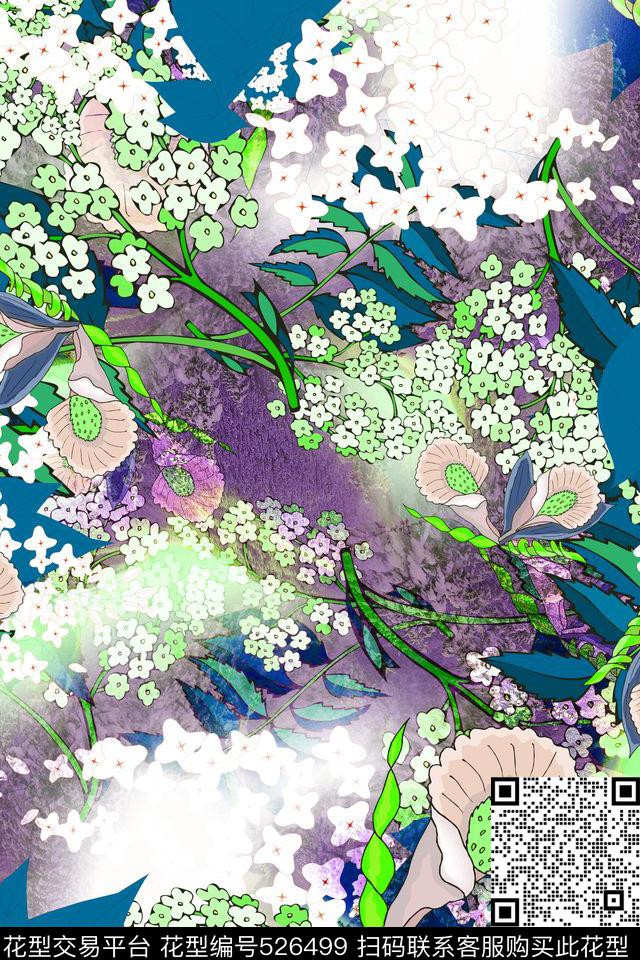 花卉女装半身裙丝巾长巾数码印花华亿平台下载（图片编号: 526499） - 瓦栏（Walan）