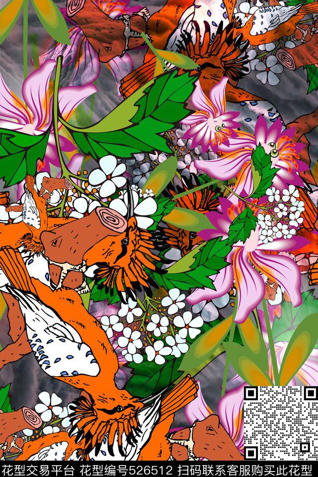 花卉连衣裙连衣裙衬衣裙数码印花华亿平台下载（图片编号: 526512） - 瓦栏（Walan）