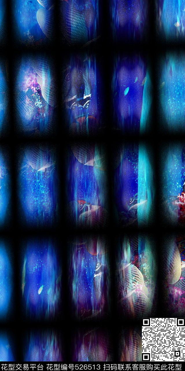 几何格子光点色彩现代科技数码印花华亿平台下载（图片编号: 526513） - 瓦栏（Walan）