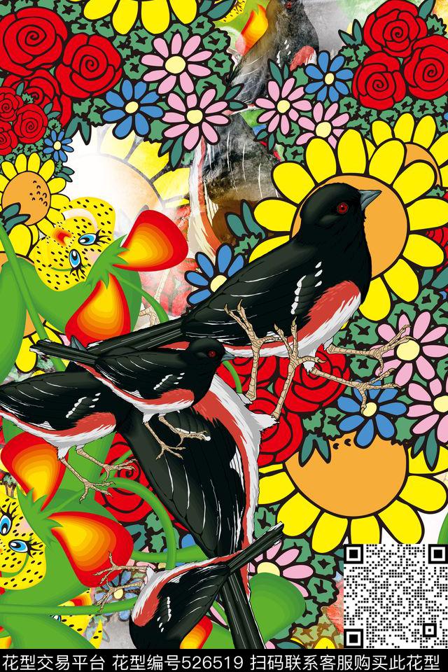 花卉连衣裙时尚结合欧美风家纺华亿平台数码印花华亿平台下载（图片编号: 526519） - 瓦栏（Walan）