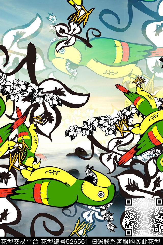 清新花槐衬衣复古靓丽连衣裙数码印花华亿平台下载（图片编号: 526561） - 瓦栏（Walan）