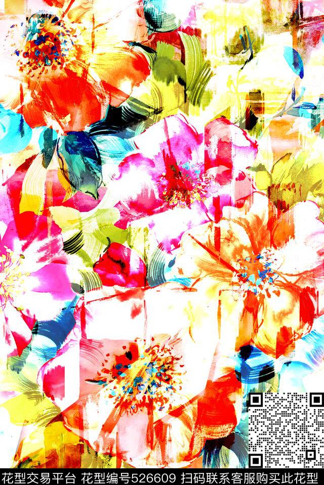 简约碎花水彩数码印花华亿平台下载（图片编号: 526609） - 瓦栏（Walan）