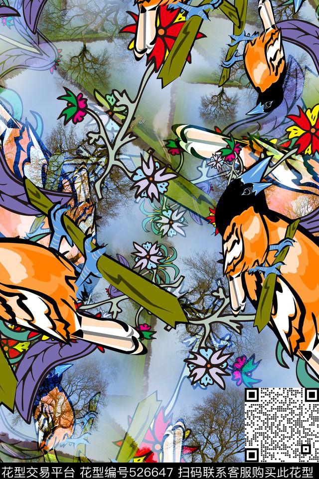 丛林田园风花卉潮流男装衬衣复古华亿平台衬衣数码印花华亿平台下载（图片编号: 526647） - 瓦栏（Walan）