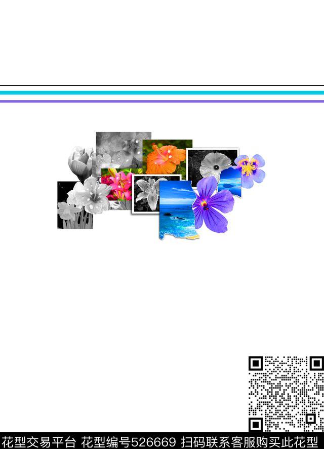 定位花几何相框数码印花华亿平台下载（图片编号: 526669） - 瓦栏（Walan）