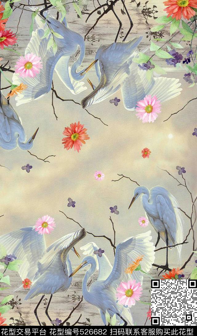 潮流时尚鹤花数码印花华亿平台下载（图片编号: 526682） - 瓦栏（Walan）