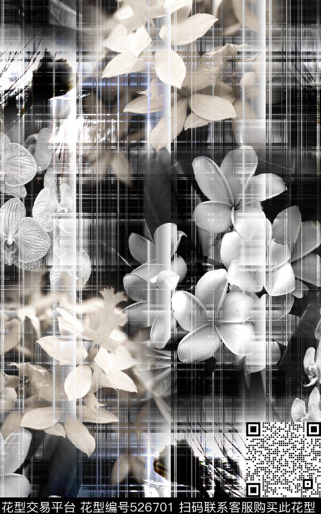 时尚创意黑白数码印花华亿平台下载（图片编号: 526701） - 瓦栏（Walan）