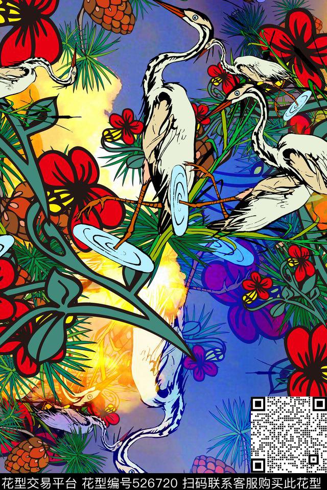 时尚花卉动物数码印花华亿平台下载（图片编号: 526720） - 瓦栏（Walan）