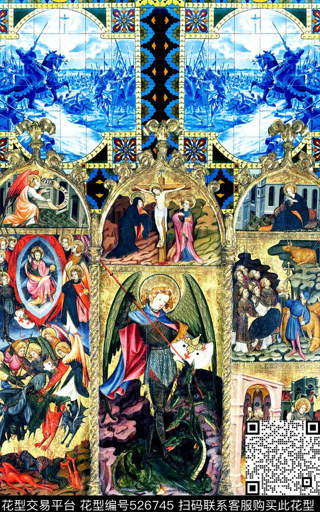 欧式复古条纹数码印花华亿平台下载（图片编号: 526745） - 瓦栏（Walan）