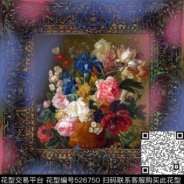 数码花卉油画方巾围巾数码印花华亿平台下载（图片编号: 526750） - 瓦栏（Walan）